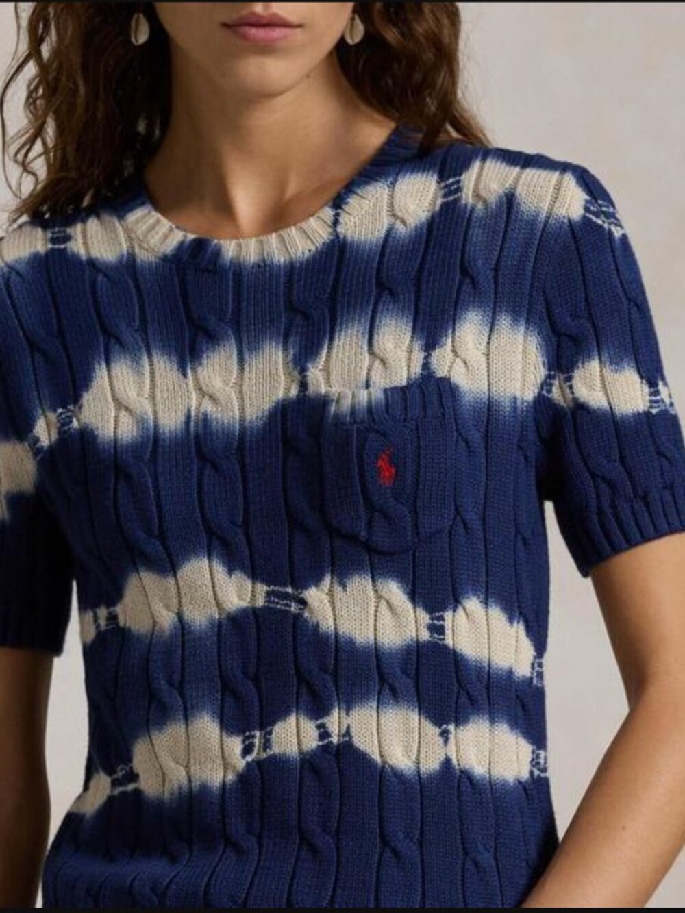 Polo Ralph Lauren Tie Dye Cable Cotton Sweater Medium